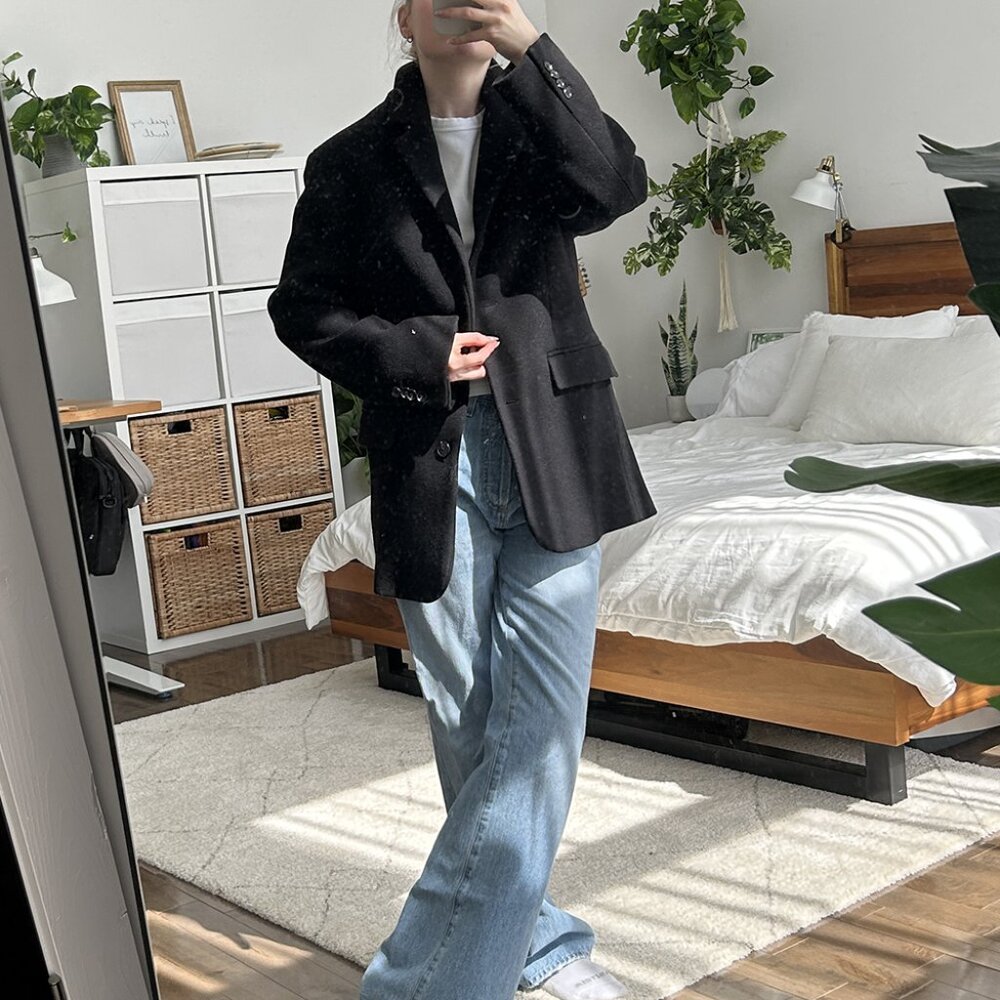 &OtherStories Oversized Straight Wool Blazer in Black 32 - Picture 9 of 13